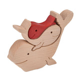 Wooden Animal Ornament Cute Shape Animal Family Handcrafted Mini Wooden Rabbits Statue for Home Decoration Gifts B11 R - Close-Up Angle