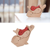 Wooden Animal Ornament Cute Shape Animal Family Handcrafted Mini Wooden Rabbits Statue for Home Decoration Gifts B11 R