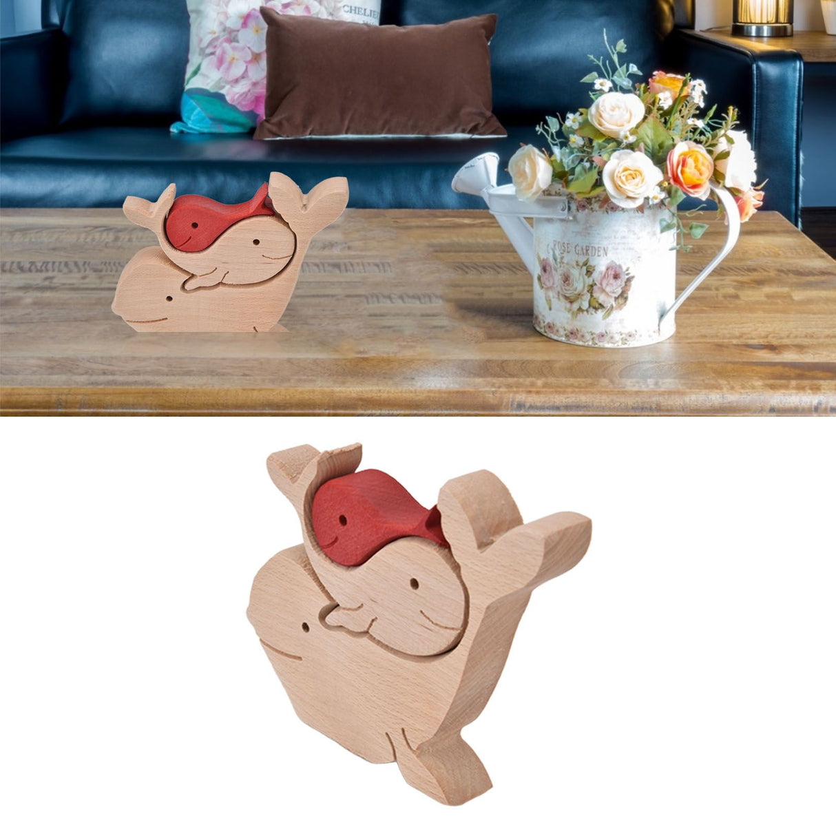 Wooden Animal Ornament Cute Shape Animal Family Handcrafted Mini Wooden Rabbits Statue for Home Decoration Gifts B11 R