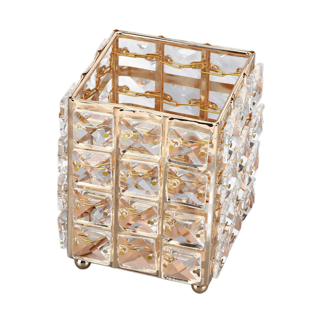 European Style Crystal Storage Box Crystal Jewelry Trinket Box Square Earrings Rings Organizer for Gift Giving Home Decoration Gold