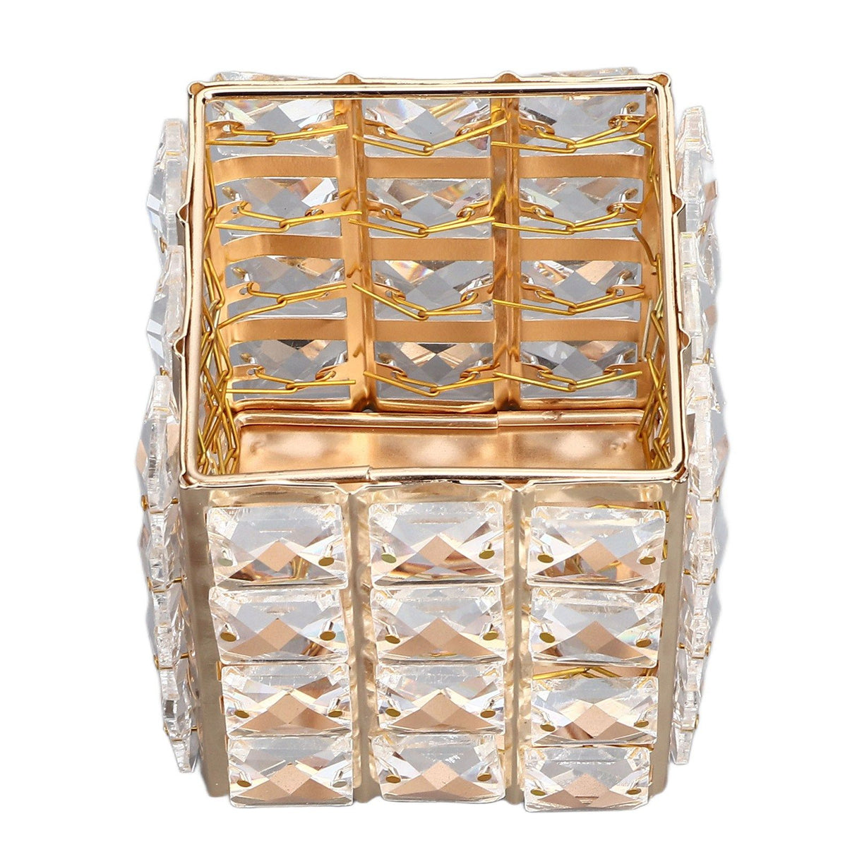 European Style Crystal Storage Box Crystal Jewelry Trinket Box Square Earrings Rings Organizer for Gift Giving Home Decoration Gold