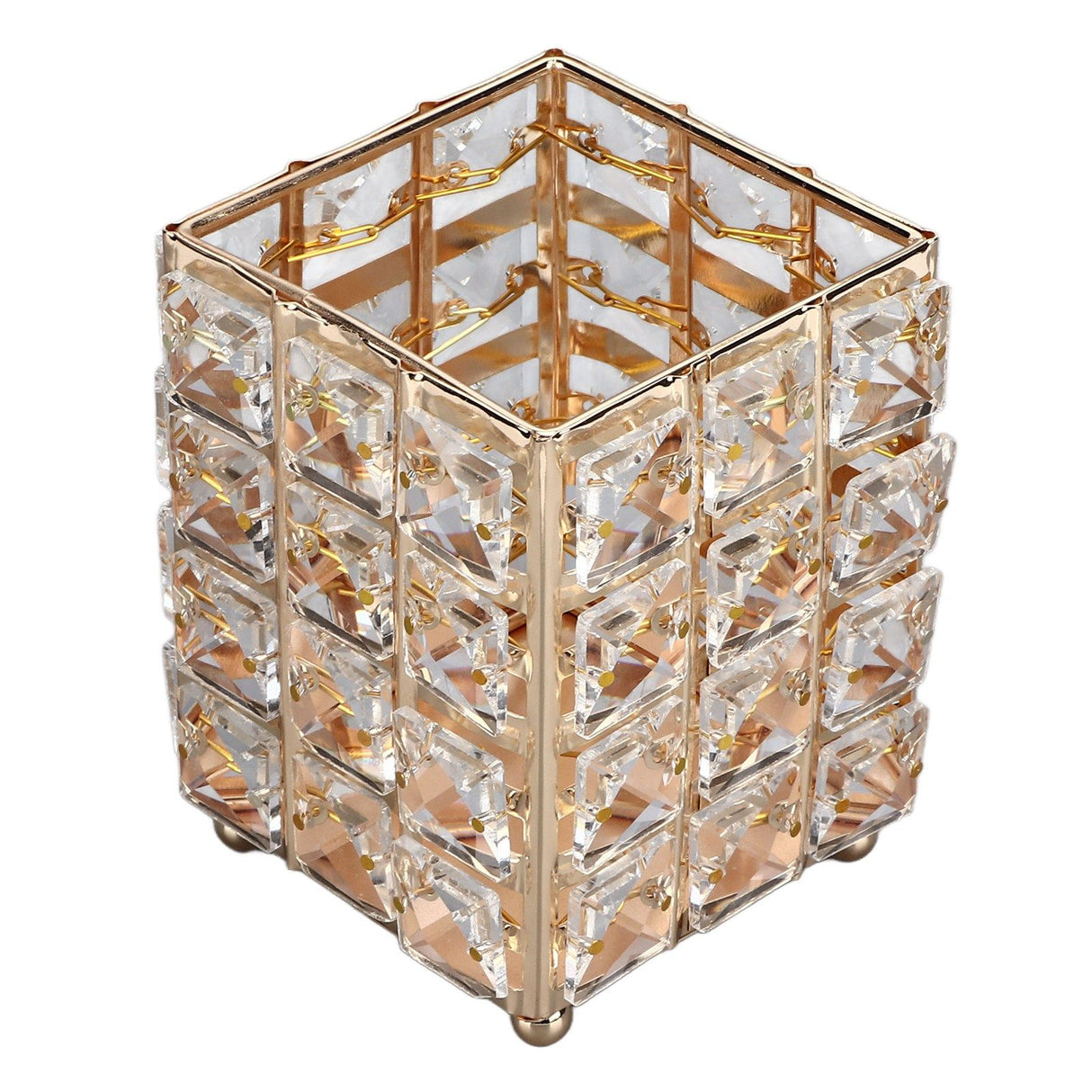 European Style Crystal Storage Box Crystal Jewelry Trinket Box Square Earrings Rings Organizer for Gift Giving Home Decoration Gold