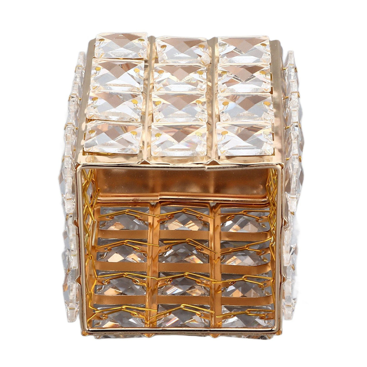 European Style Crystal Storage Box Crystal Jewelry Trinket Box Square Earrings Rings Organizer for Gift Giving Home Decoration Gold