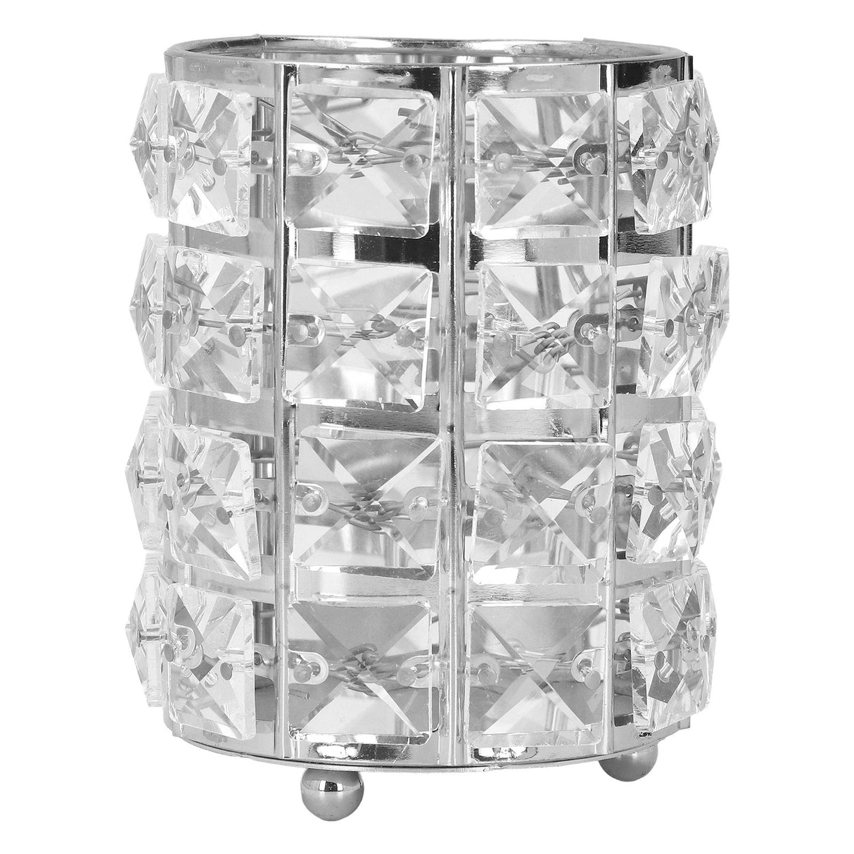 Makeup Brush Holder Crystal Metal Durable Elegant Style Wide Application Pen Holder for Brush Pencil Jewelry Silver