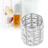 Makeup Brush Holder Crystal Metal Durable Elegant Style Wide Application Pen Holder for Brush Pencil Jewelry Silver