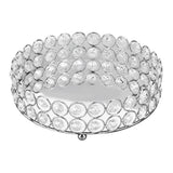 Crystal Cosmetic Makeup Tray 8in Round Display Tray Mirrored Metal Welded Structure for Food Perfume Jewelry Wine Silver