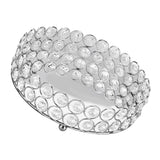 Crystal Cosmetic Makeup Tray 8in Round Display Tray Mirrored Metal Welded Structure for Food Perfume Jewelry Wine Silver - Extra Image