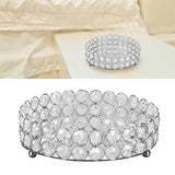 Crystal Cosmetic Makeup Tray 8in Round Display Tray Mirrored Metal Welded Structure for Food Perfume Jewelry Wine Silver - Extra Image