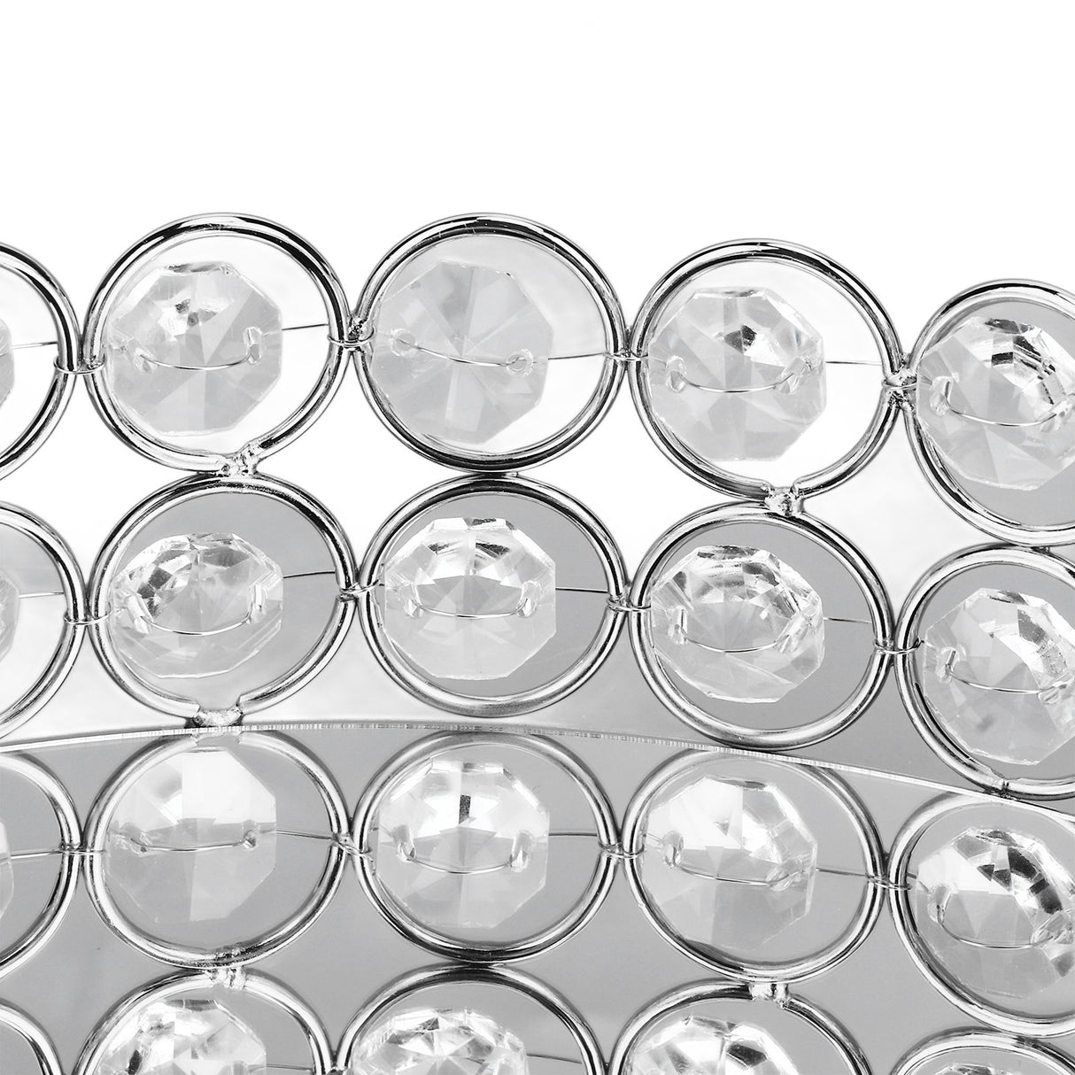 Crystal Cosmetic Makeup Tray 8in Round Display Tray Mirrored Metal Welded Structure for Food Perfume Jewelry Wine Silver