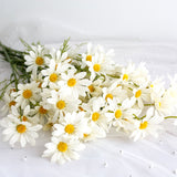 Artificial Daisy Silk Plastic Soft Easy Cleaning Attractive Decorative Fake Wildflowers for Living Room Kitchen Decoration White - Front View