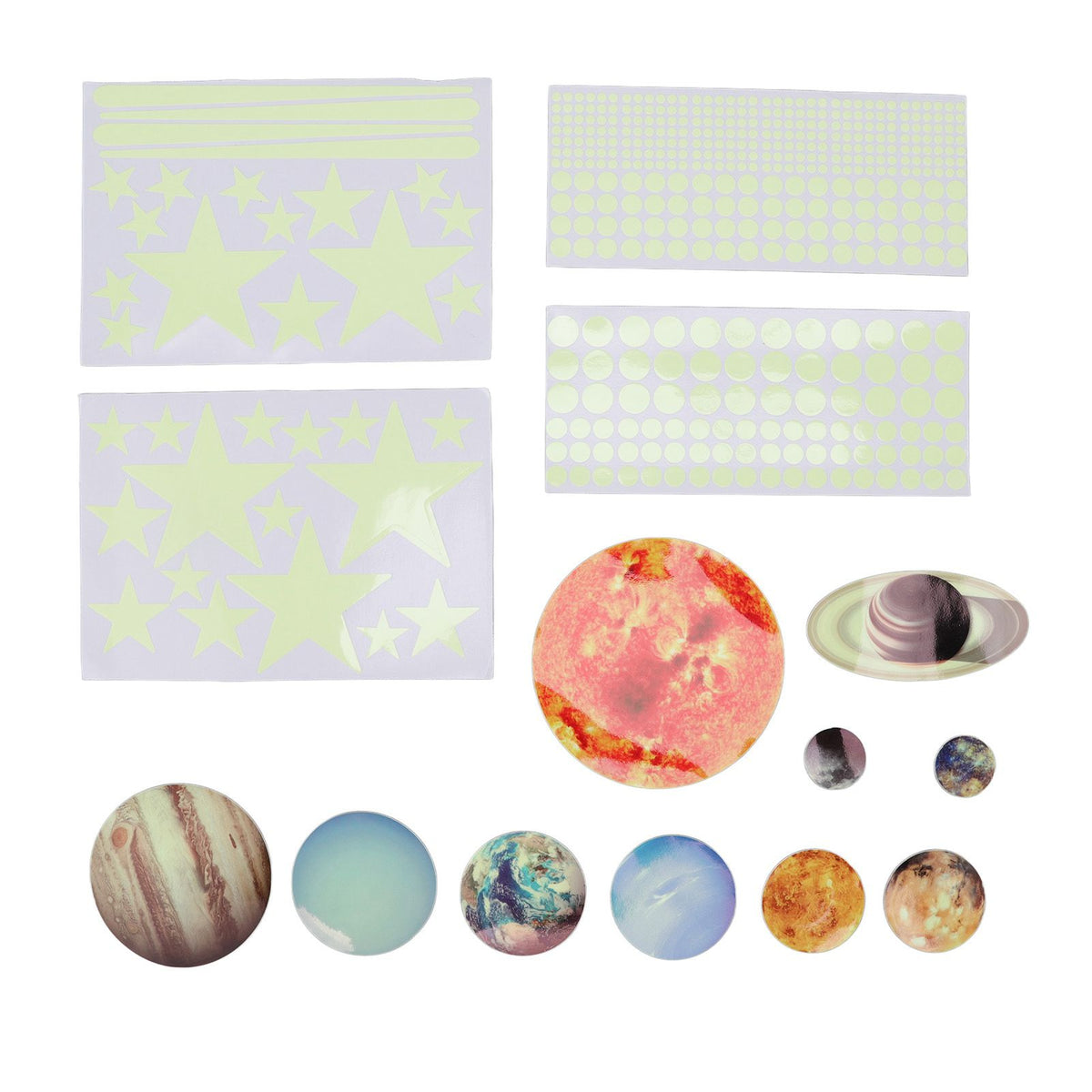 14pcs Glowing Planets Wall Stickers Glow in The Dark Star Solar System Decal for Children Bedroom Nursery Mini Solar System