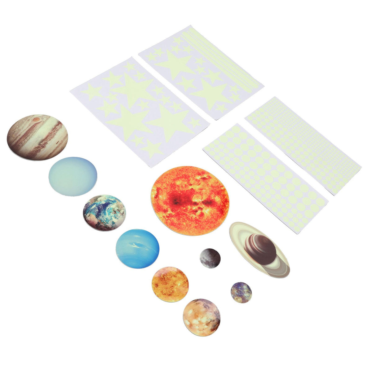 14pcs Glowing Planets Wall Stickers Glow in The Dark Star Solar System Decal for Children Bedroom Nursery Mini Solar System