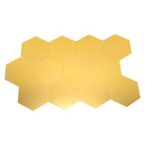 12Pcs Mirror Wall Sticker Gold Hex Shape Large Acrylic Mirror Wall Decal for Kitchen Bathroom Bedroom Living Room Gold XL：15cm