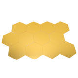 12Pcs Mirror Wall Sticker Gold Hex Shape Large Acrylic Mirror Wall Decal for Kitchen Bathroom Bedroom Living Room Gold XL：15cm