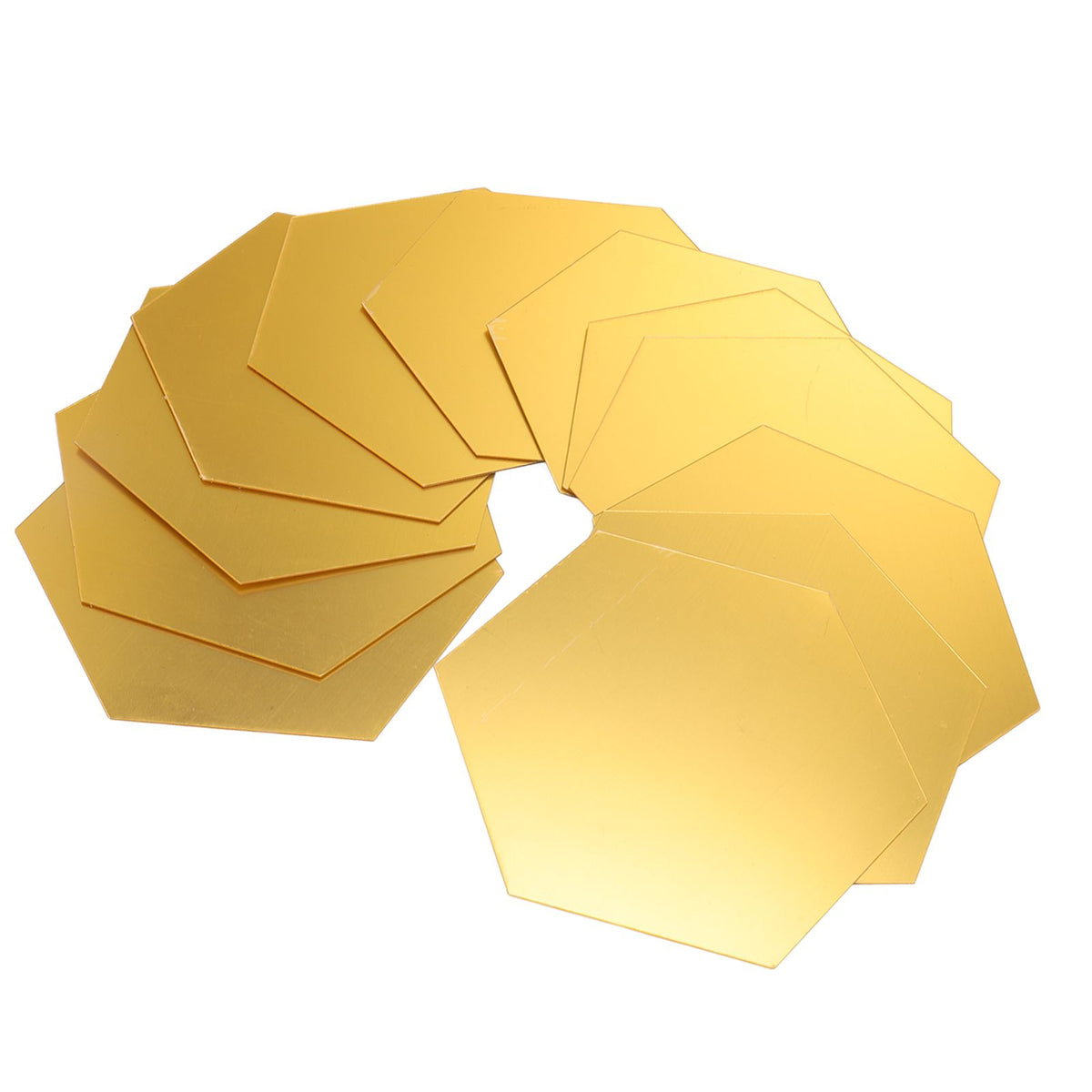 12Pcs Mirror Wall Sticker Gold Hex Shape Large Acrylic Mirror Wall Decal for Kitchen Bathroom Bedroom Living Room Gold XL：15cm