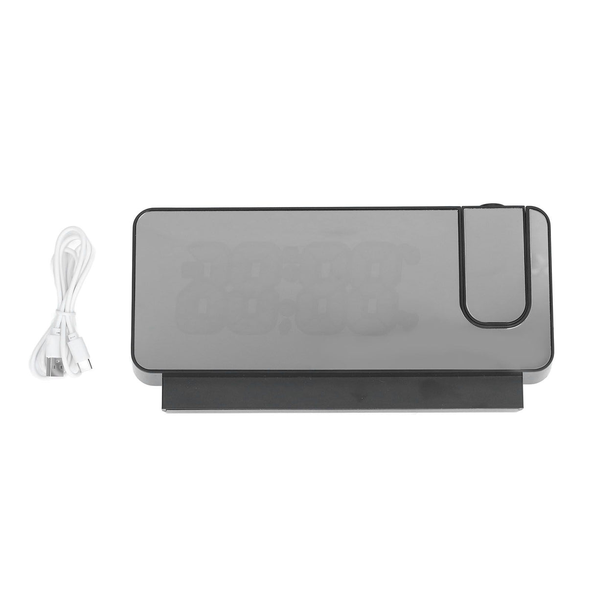 Digital Alarm Clock 180° Rotatable Projection 4 Level Brightness LED Mirror Display for Home Office Bedroom White Light