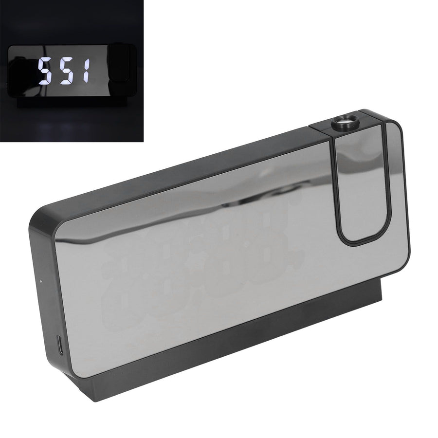 Digital Alarm Clock 180° Rotatable Projection 4 Level Brightness LED Mirror Display for Home Office Bedroom White Light