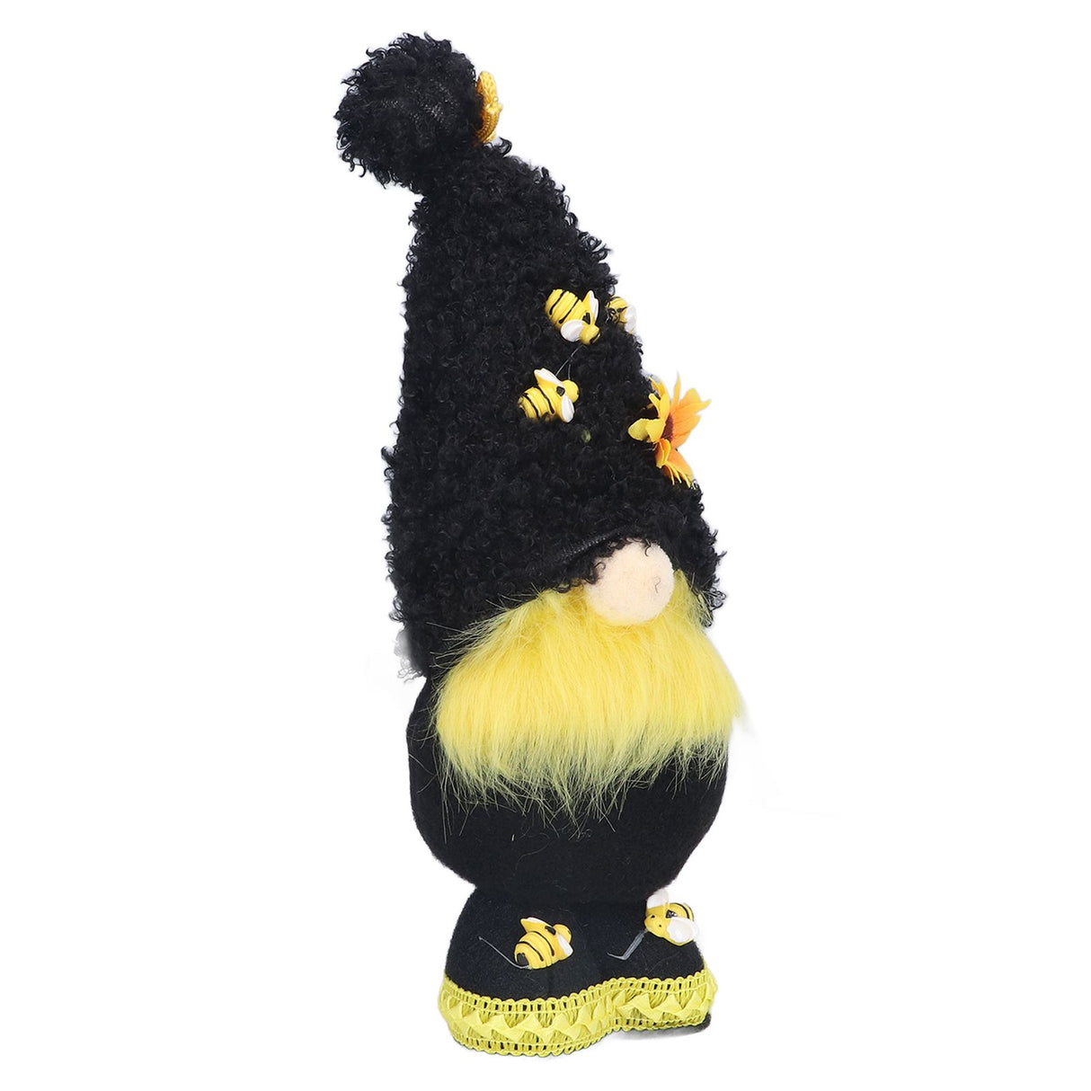 Faceless Doll Delicate Cute Mascot Plush Gnome with Yellow Sunflower Flower Gnome Doll for Easter Wedding Birthday Black