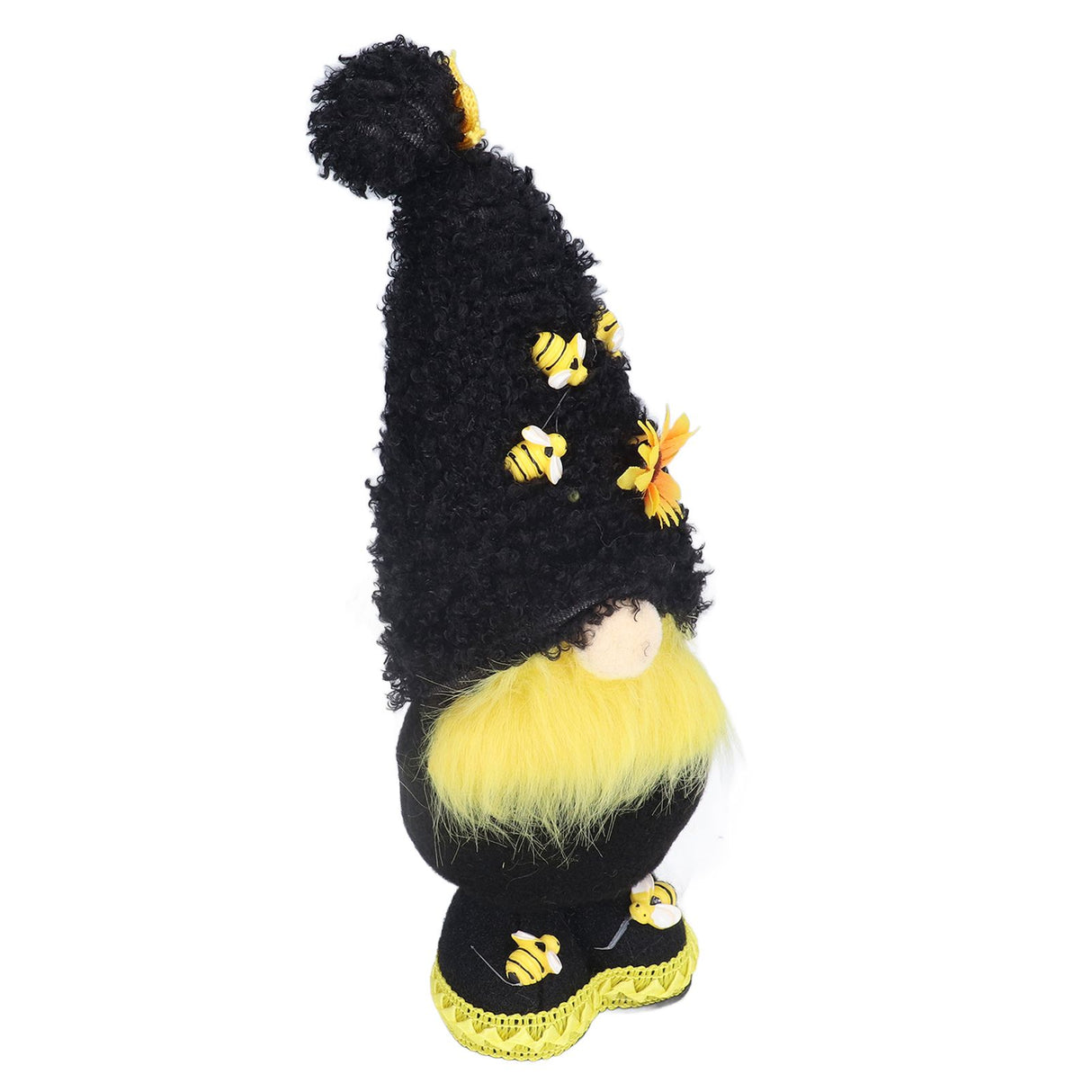 Faceless Doll Delicate Cute Mascot Plush Gnome with Yellow Sunflower Flower Gnome Doll for Easter Wedding Birthday Black
