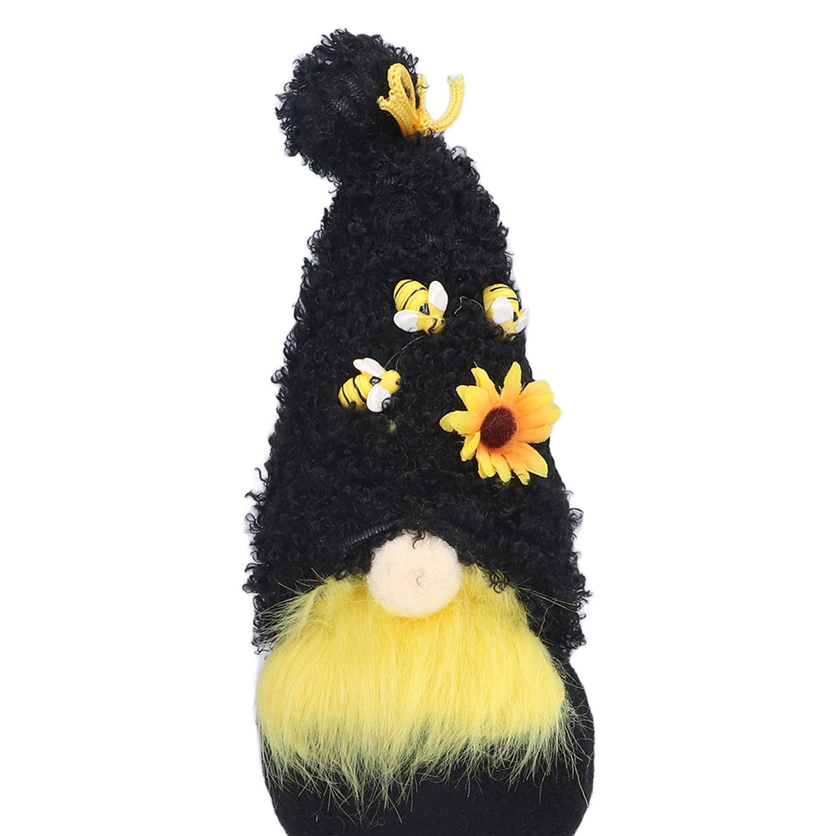 Faceless Doll Delicate Cute Mascot Plush Gnome with Yellow Sunflower Flower Gnome Doll for Easter Wedding Birthday Black