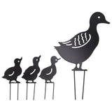 4Pcs Metal Duck Decorative Garden Stakes Cute Animal Hollow Design Black Iron Art Duck Decoration for Courtyard Lawn Garden