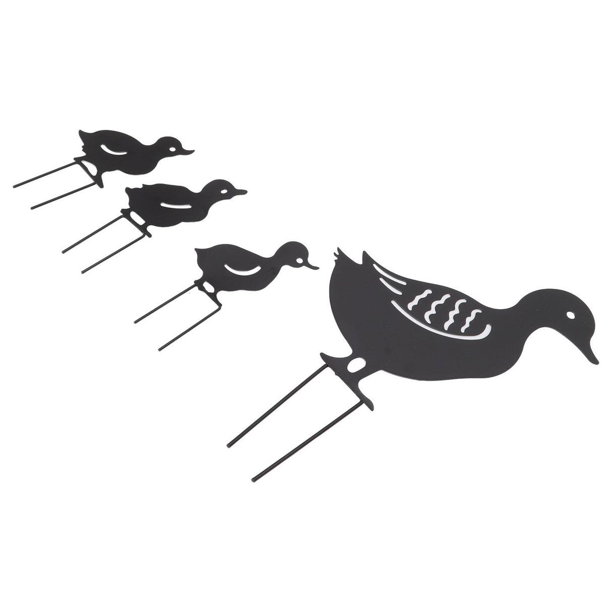 4Pcs Metal Duck Decorative Garden Stakes Cute Animal Hollow Design Black Iron Art Duck Decoration for Courtyard Lawn Garden