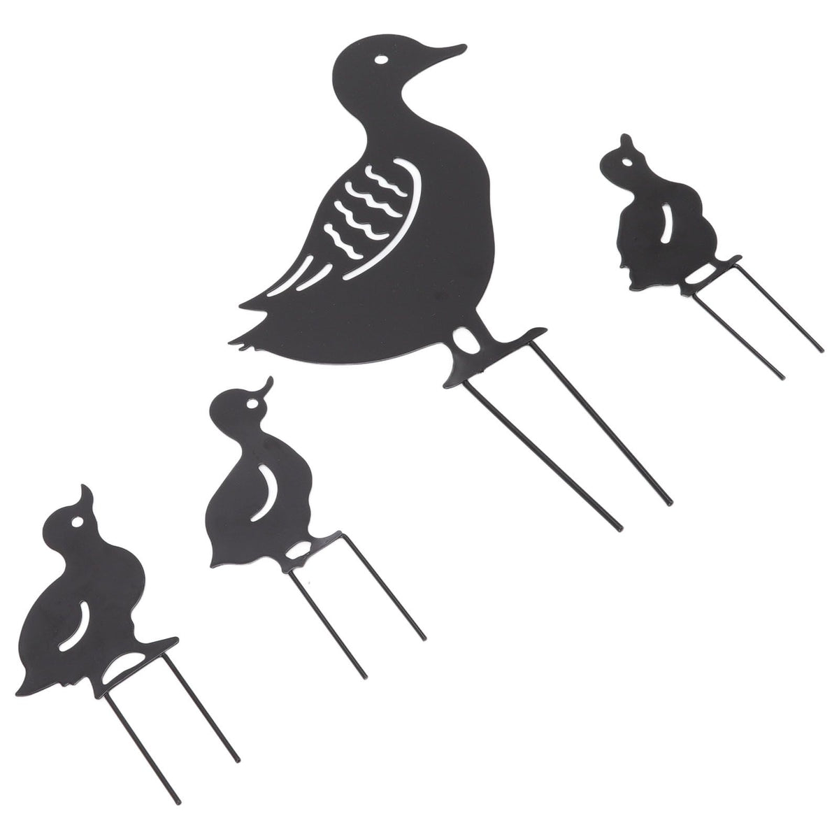 4Pcs Metal Duck Decorative Garden Stakes Cute Animal Hollow Design Black Iron Art Duck Decoration for Courtyard Lawn Garden