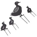4Pcs Metal Duck Decorative Garden Stakes Cute Animal Hollow Design Black Iron Art Duck Decoration for Courtyard Lawn Garden