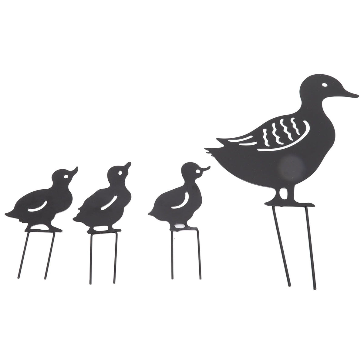 4Pcs Metal Duck Decorative Garden Stakes Cute Animal Hollow Design Black Iron Art Duck Decoration for Courtyard Lawn Garden