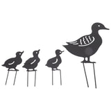 4Pcs Metal Duck Decorative Garden Stakes Cute Animal Hollow Design Black Iron Art Duck Decoration for Courtyard Lawn Garden - 45-Degree Angle