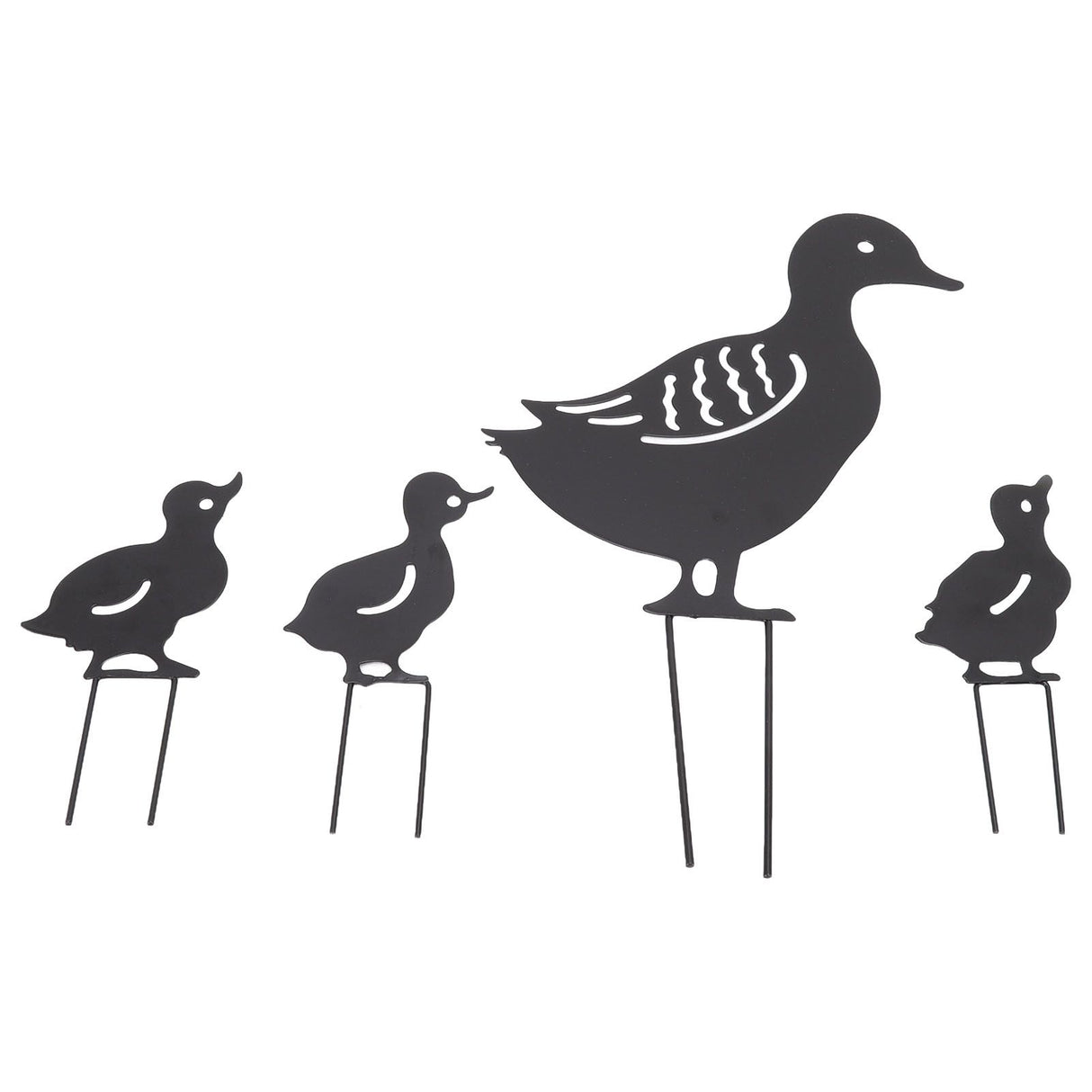 4Pcs Metal Duck Decorative Garden Stakes Cute Animal Hollow Design Black Iron Art Duck Decoration for Courtyard Lawn Garden