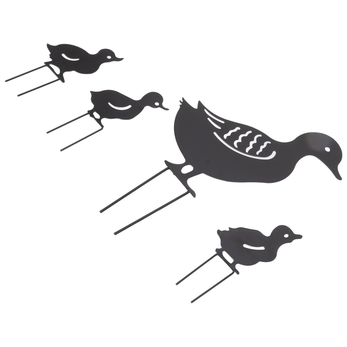 4Pcs Metal Duck Decorative Garden Stakes Cute Animal Hollow Design Black Iron Art Duck Decoration for Courtyard Lawn Garden