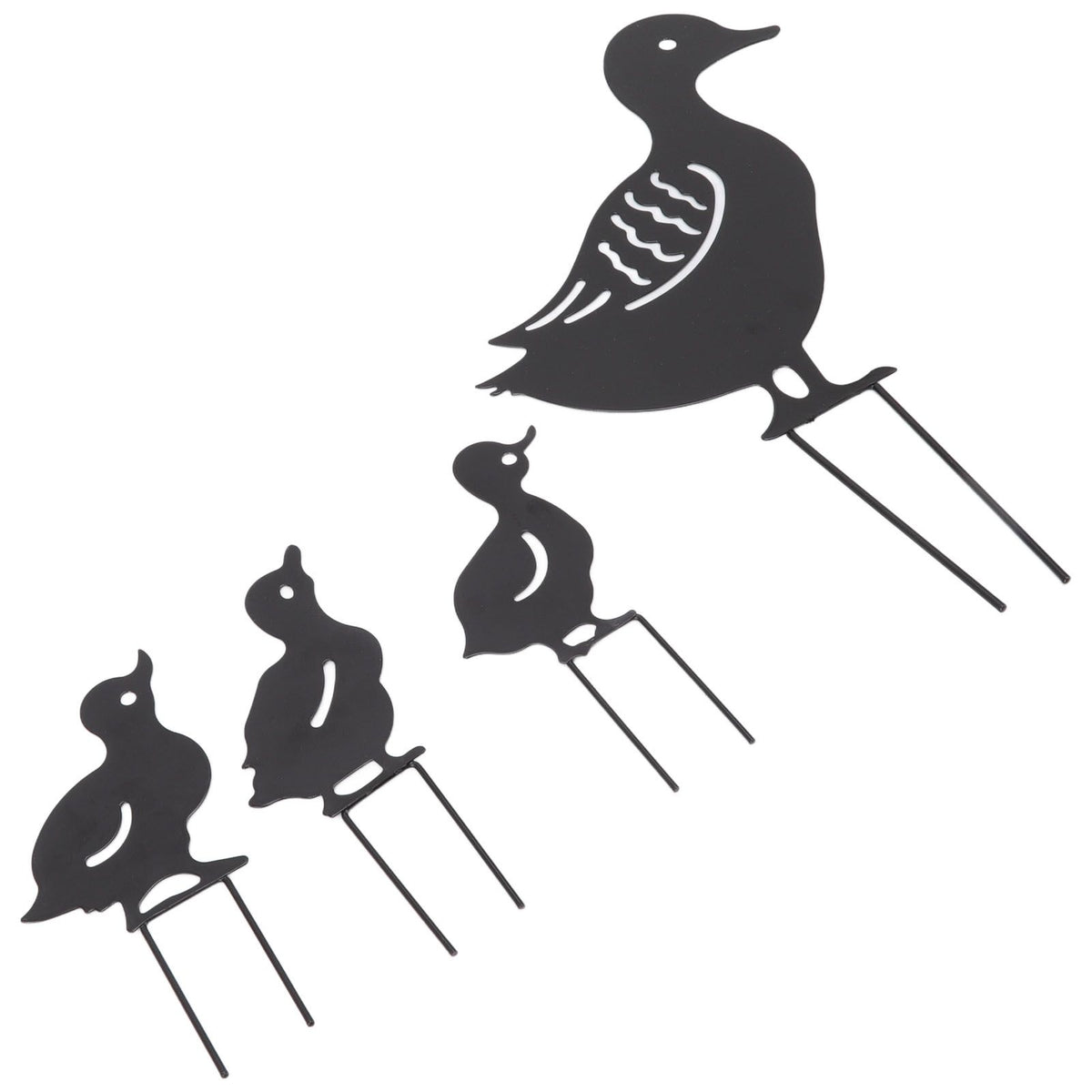 4Pcs Metal Duck Decorative Garden Stakes Cute Animal Hollow Design Black Iron Art Duck Decoration for Courtyard Lawn Garden