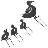 4Pcs Metal Duck Decorative Garden Stakes Cute Animal Hollow Design Black Iron Art Duck Decoration for Courtyard Lawn Garden - Low Angle