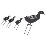 4Pcs Metal Duck Decorative Garden Stakes Cute Animal Hollow Design Black Iron Art Duck Decoration for Courtyard Lawn Garden