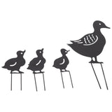 4Pcs Metal Duck Decorative Garden Stakes Cute Animal Hollow Design Black Iron Art Duck Decoration for Courtyard Lawn Garden
