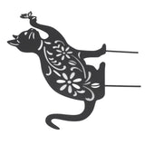 Black Cat Statuette Cute Black Cat Vivid Appearance Hollow Design Durable Metal Black Cat Decor for Home Garden Backyard - Front View