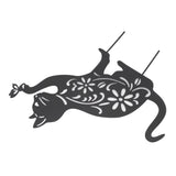 Black Cat Statuette Cute Black Cat Vivid Appearance Hollow Design Durable Metal Black Cat Decor for Home Garden Backyard - Rear View