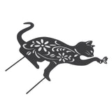 Black Cat Statuette Cute Black Cat Vivid Appearance Hollow Design Durable Metal Black Cat Decor for Home Garden Backyard - Close-Up Angle