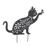 Black Cat Statuette Cute Black Cat Vivid Appearance Hollow Design Durable Metal Black Cat Decor for Home Garden Backyard - Extra Image
