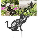 Black Cat Statuette Cute Black Cat Vivid Appearance Hollow Design Durable Metal Black Cat Decor for Home Garden Backyard - Extra Image