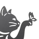 Black Cat Statuette Cute Black Cat Vivid Appearance Hollow Design Durable Metal Black Cat Decor for Home Garden Backyard