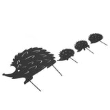 4Pcs Metal Hedgehog Decorative Garden Stakes Cute Animal Hollow Design Patio Cute Iron Art Hedgehog Decoration for Garden