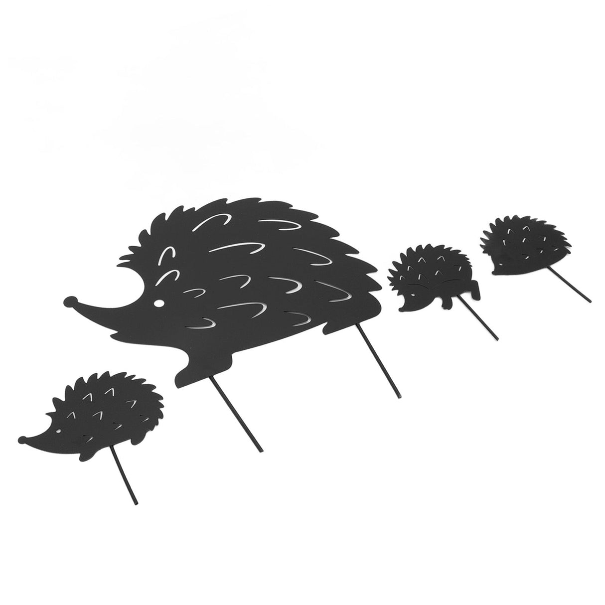 4Pcs Metal Hedgehog Decorative Garden Stakes Cute Animal Hollow Design Patio Cute Iron Art Hedgehog Decoration for Garden