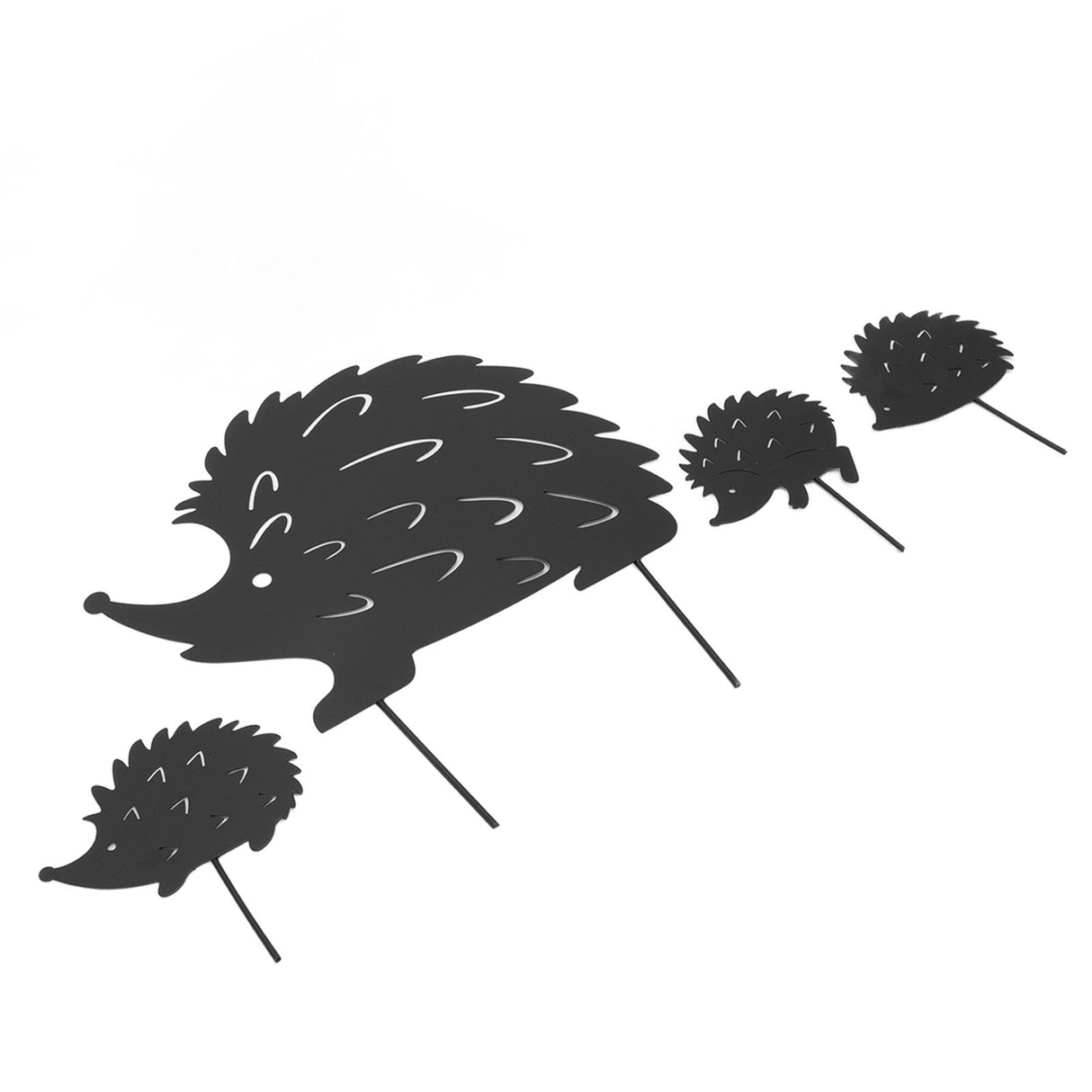 4Pcs Metal Hedgehog Decorative Garden Stakes Cute Animal Hollow Design Patio Cute Iron Art Hedgehog Decoration for Garden