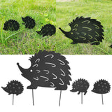 4Pcs Metal Hedgehog Decorative Garden Stakes Cute Animal Hollow Design Patio Cute Iron Art Hedgehog Decoration for Garden - Extra Image