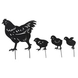 4Pcs Hen Chicken Silhouette Hollow Stake Design Cute Hen Chicken Design Durable Metal Chicken Yard Art