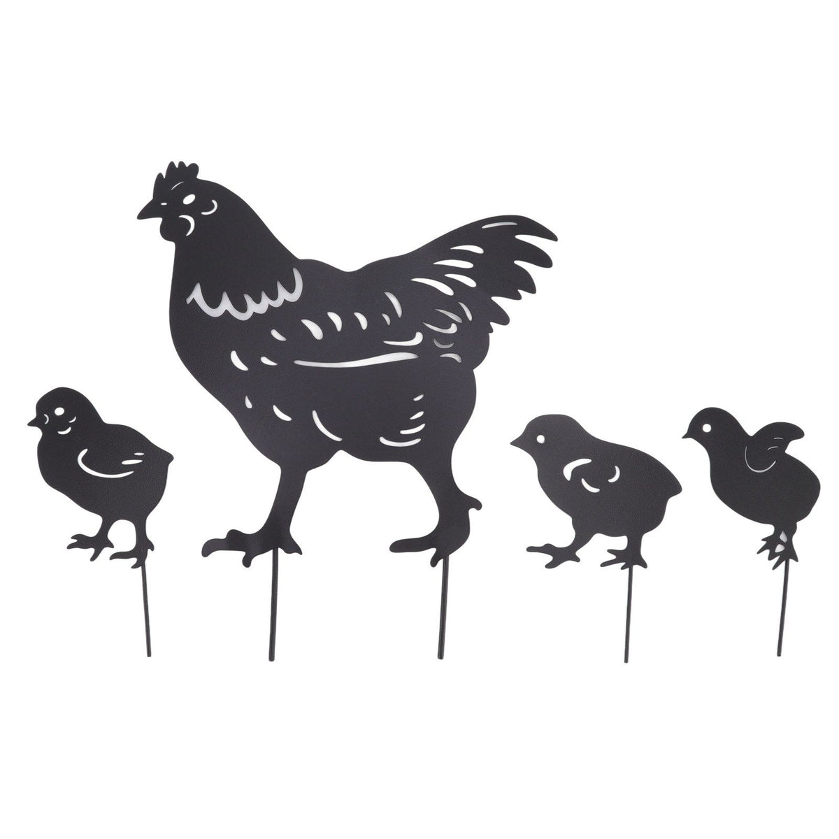 4Pcs Hen Chicken Silhouette Hollow Stake Design Cute Hen Chicken Design Durable Metal Chicken Yard Art