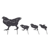 4Pcs Hen Chicken Silhouette Hollow Stake Design Cute Hen Chicken Design Durable Metal Chicken Yard Art - Side View