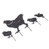 4Pcs Hen Chicken Silhouette Hollow Stake Design Cute Hen Chicken Design Durable Metal Chicken Yard Art - Top-Down View